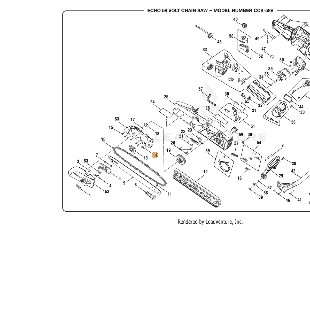 ECHO part 662064001 — IPL diagram snippet (6x zoom, amber highlight)