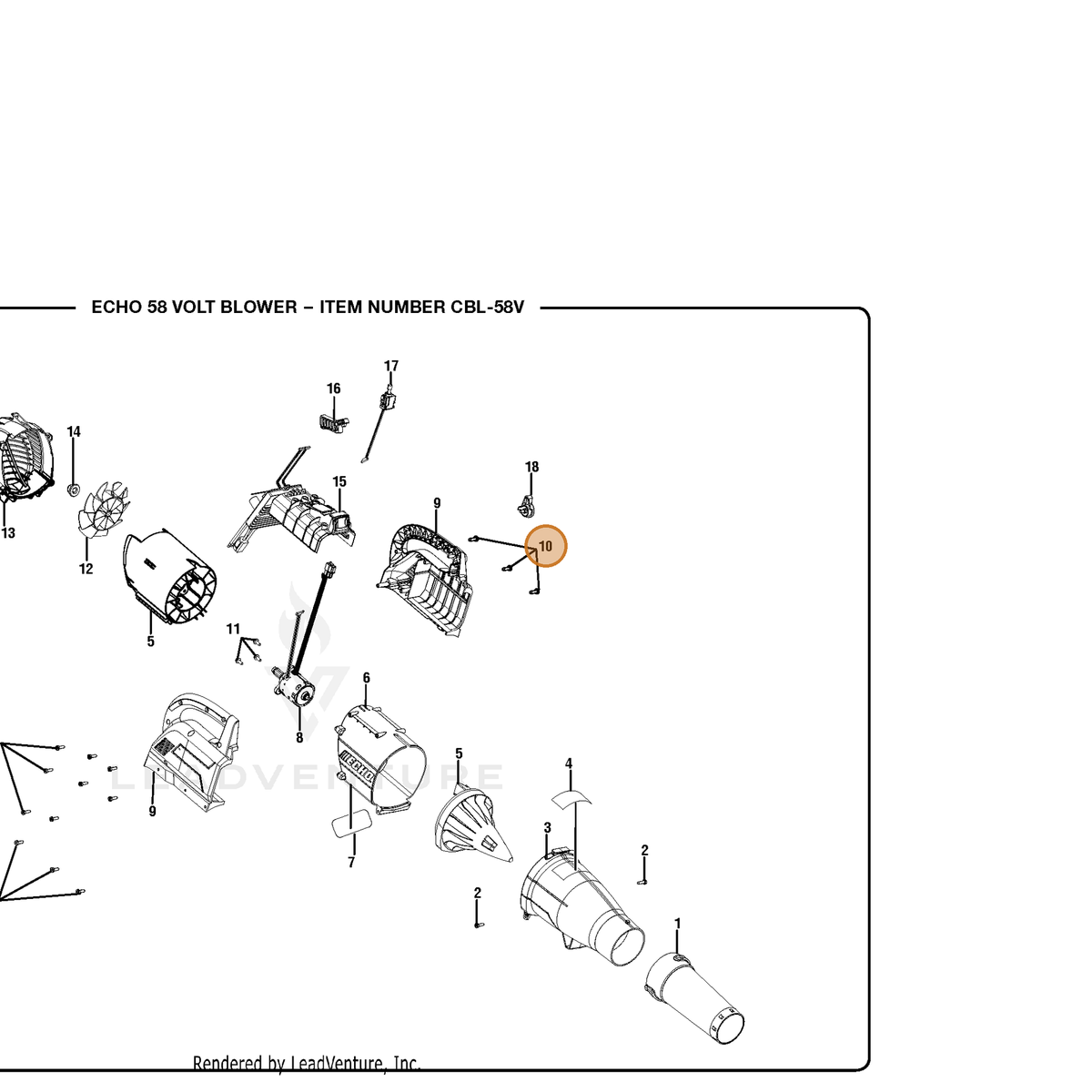 ECHO part 662065001 — IPL diagram snippet (6x zoom, amber highlight)