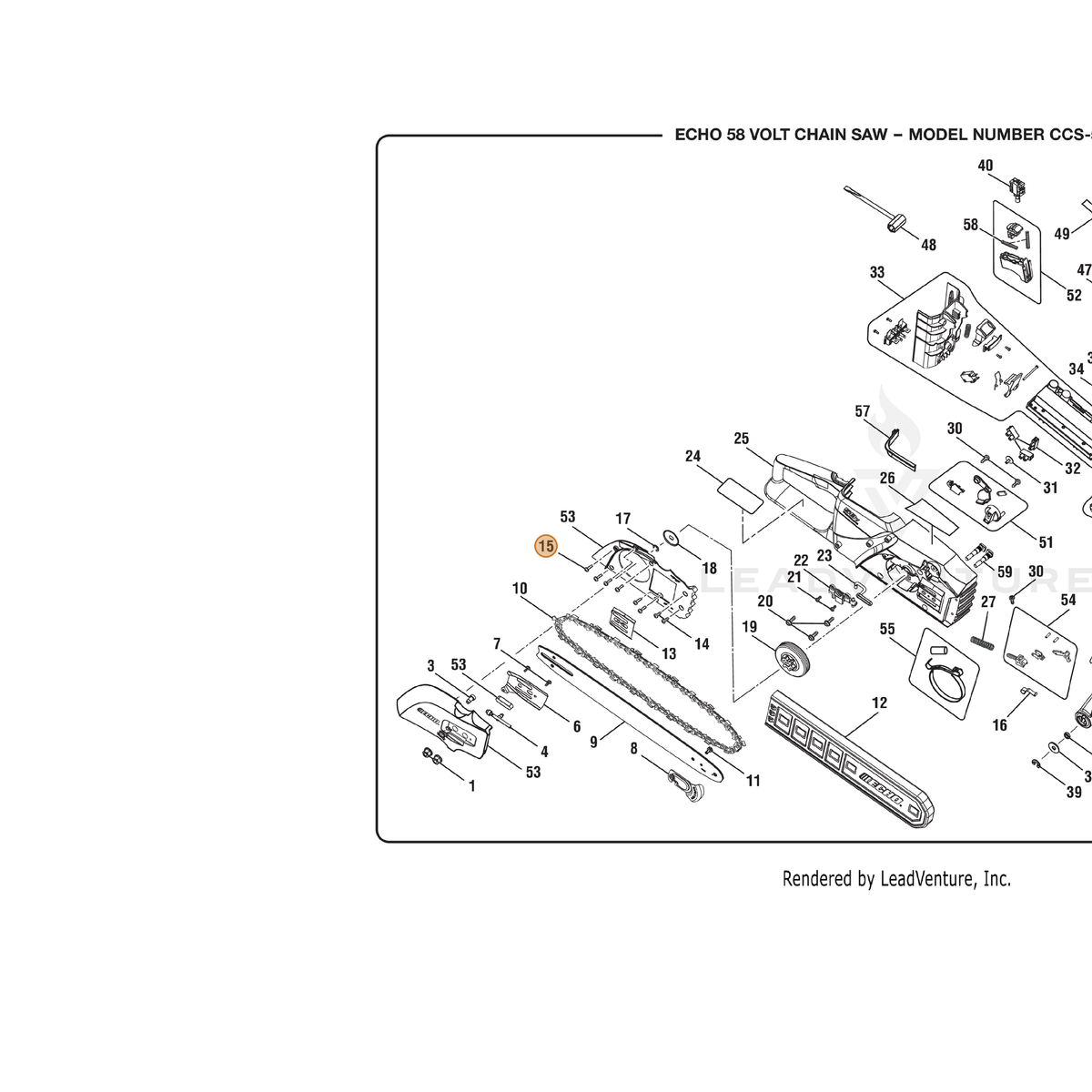 ECHO part 662083001 — IPL diagram snippet (6x zoom, amber highlight)