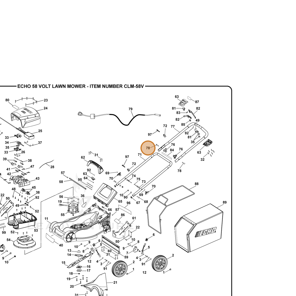 ECHO part 662104001 — IPL diagram snippet (6x zoom, amber highlight)