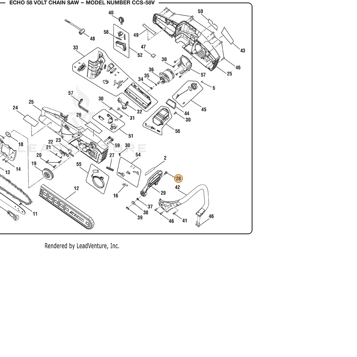 ECHO part 662113001 — IPL diagram snippet (6x zoom, amber highlight)