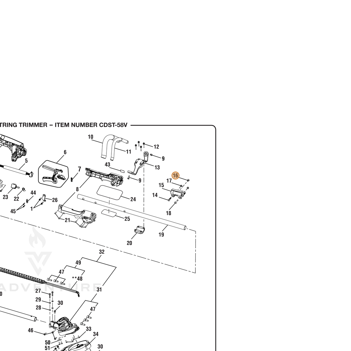 ECHO part 662153001 — IPL diagram snippet (6x zoom, amber highlight)