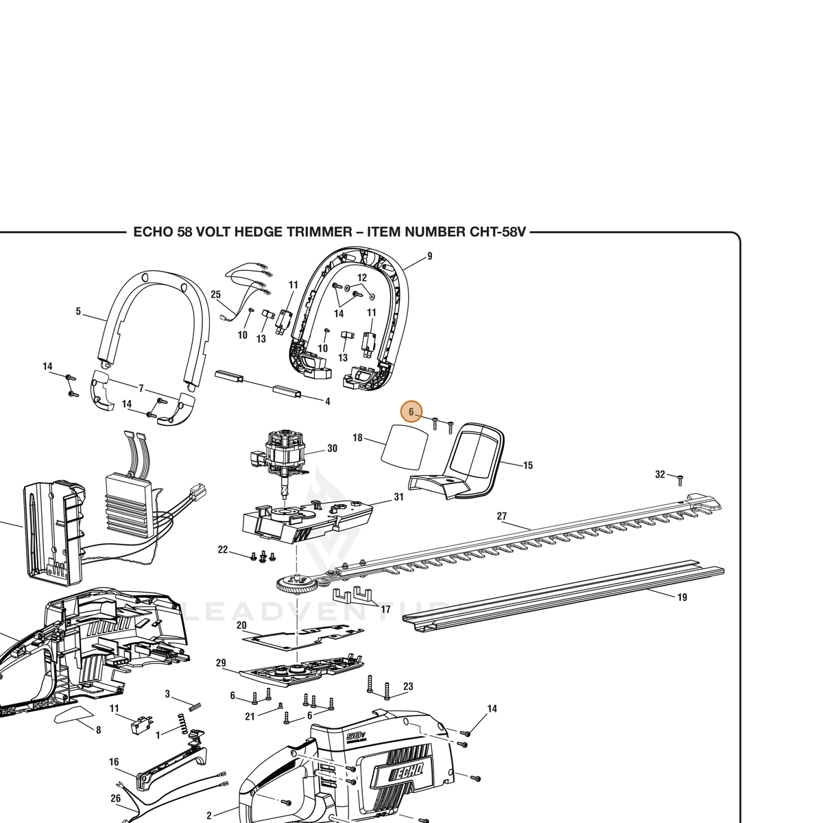 ECHO part 662175003 — IPL diagram snippet (6x zoom, amber highlight)