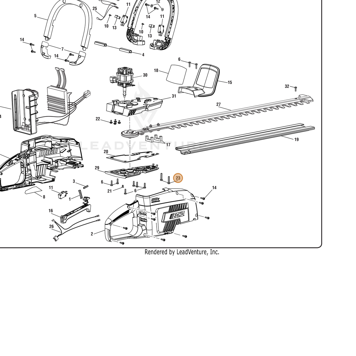 ECHO part 662176002 — IPL diagram snippet (6x zoom, amber highlight)