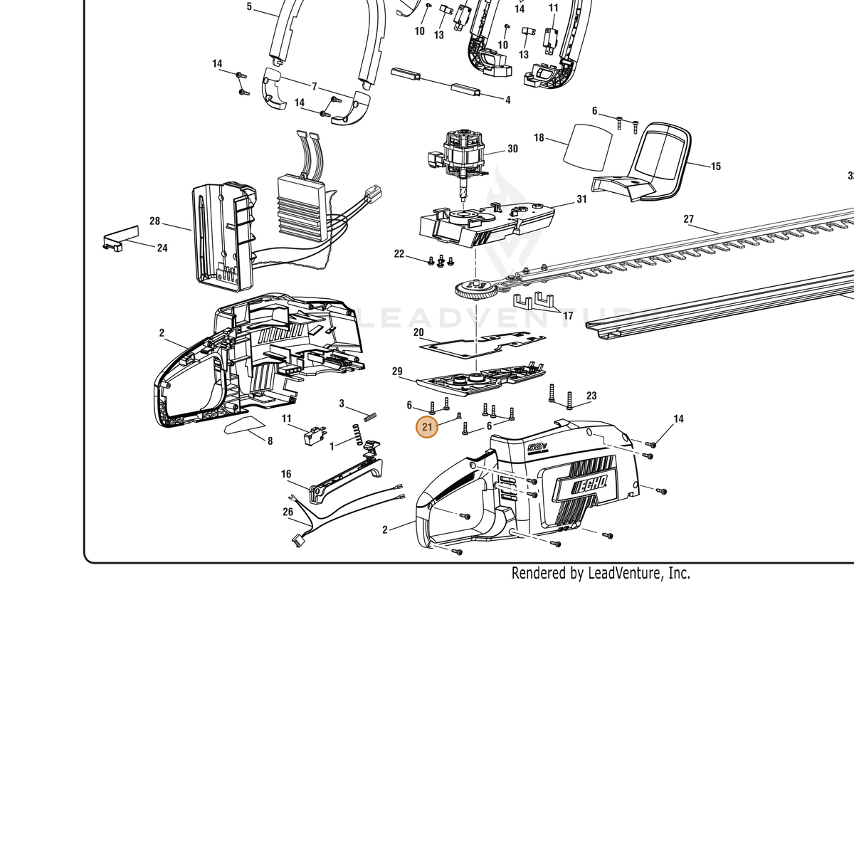 ECHO part 662177001 — IPL diagram snippet (6x zoom, amber highlight)