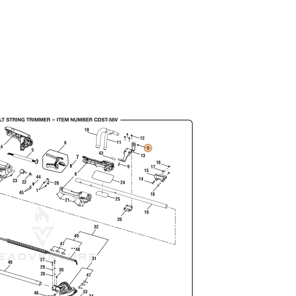ECHO part 662185001 — IPL diagram snippet (6x zoom, amber highlight)