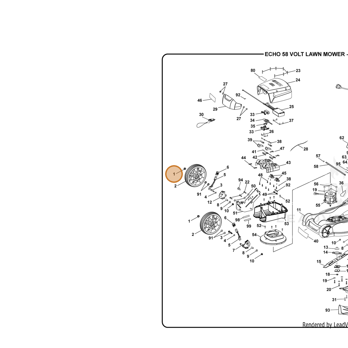 ECHO part 662224001 — IPL diagram snippet (6x zoom, amber highlight)