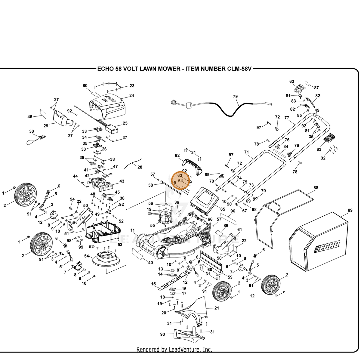 ECHO part 662240001 — IPL diagram snippet (6x zoom, amber highlight)