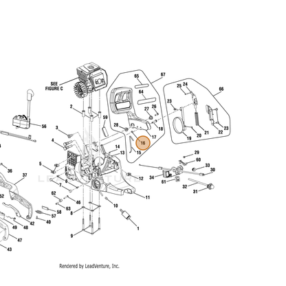 ECHO part 671075001 — IPL diagram snippet (6x zoom, amber highlight)