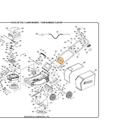 ECHO part 673323001 — IPL diagram snippet (6x zoom, amber highlight)