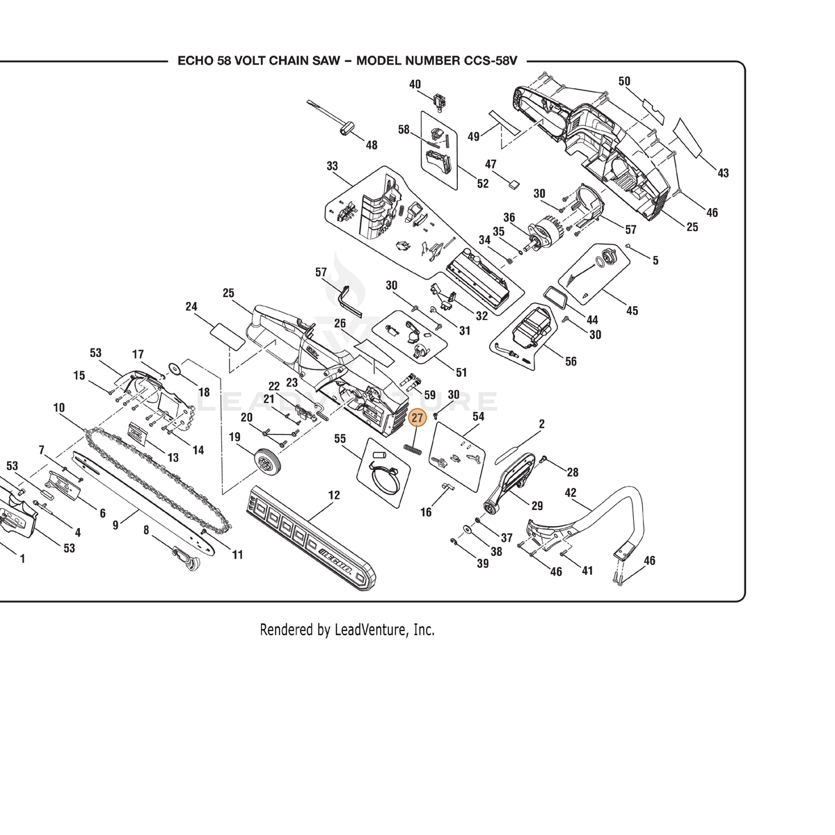 ECHO part 678057001 — IPL diagram snippet (6x zoom, amber highlight)
