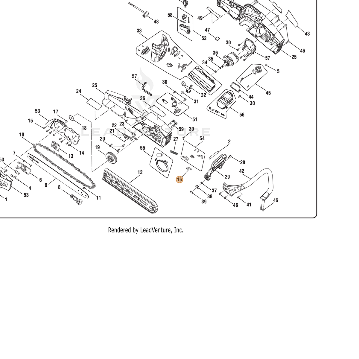 ECHO part 678061001 — IPL diagram snippet (6x zoom, amber highlight)