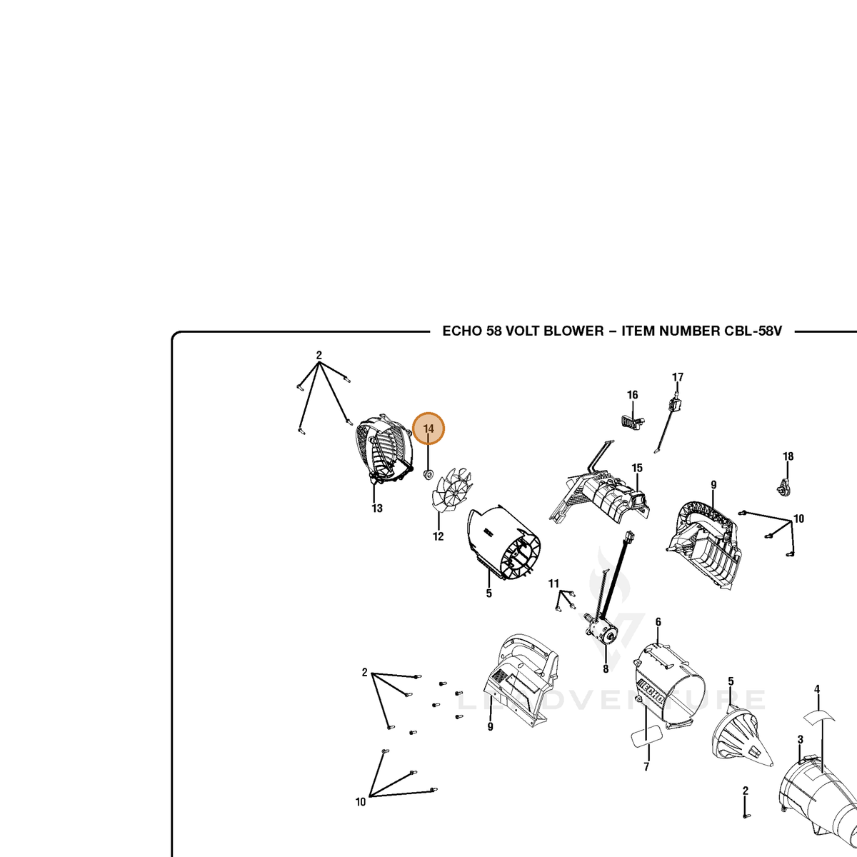 ECHO part 678128002 — IPL diagram snippet (6x zoom, amber highlight)