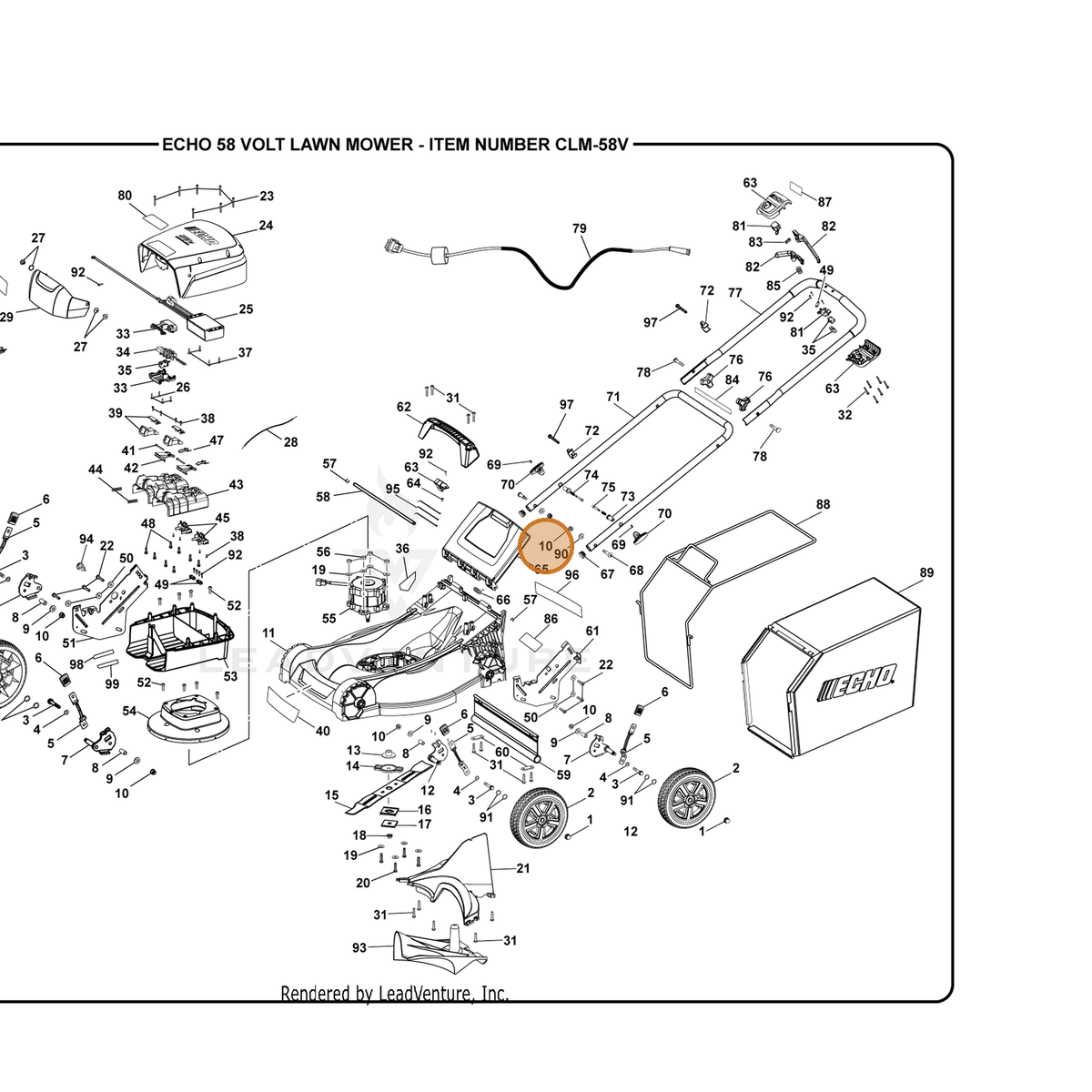 ECHO part 678774012 — IPL diagram snippet (6x zoom, amber highlight)