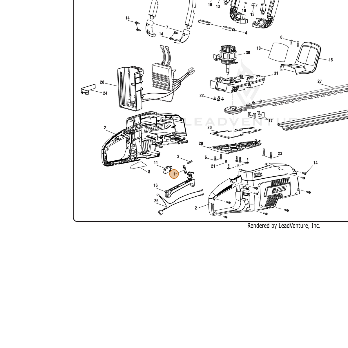 ECHO part 679055009 — IPL diagram snippet (6x zoom, amber highlight)