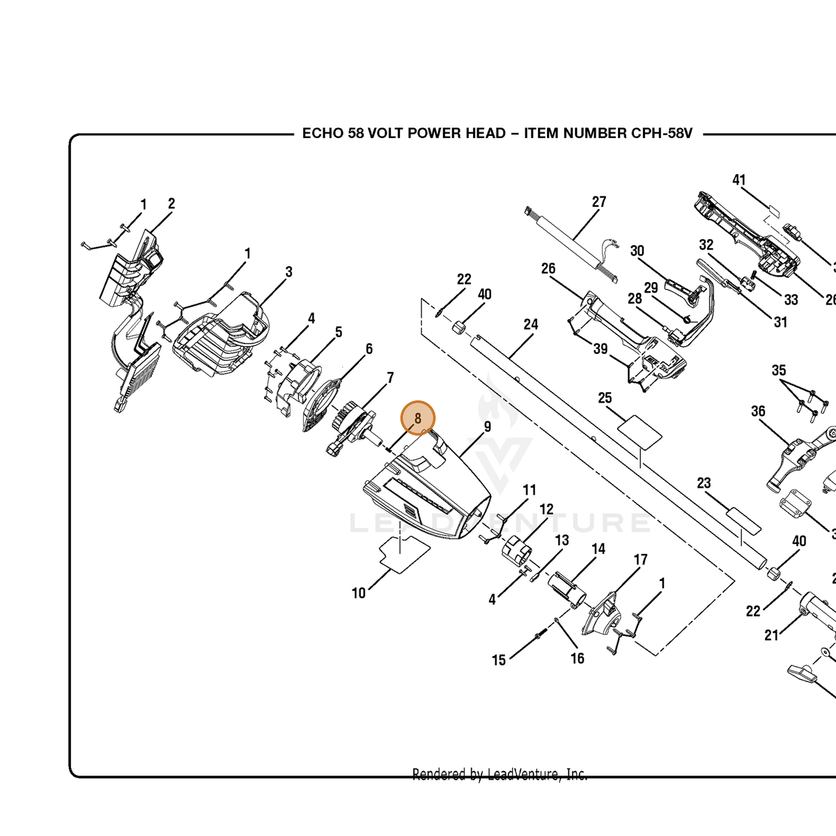 ECHO part 679065001 — IPL diagram snippet (6x zoom, amber highlight)