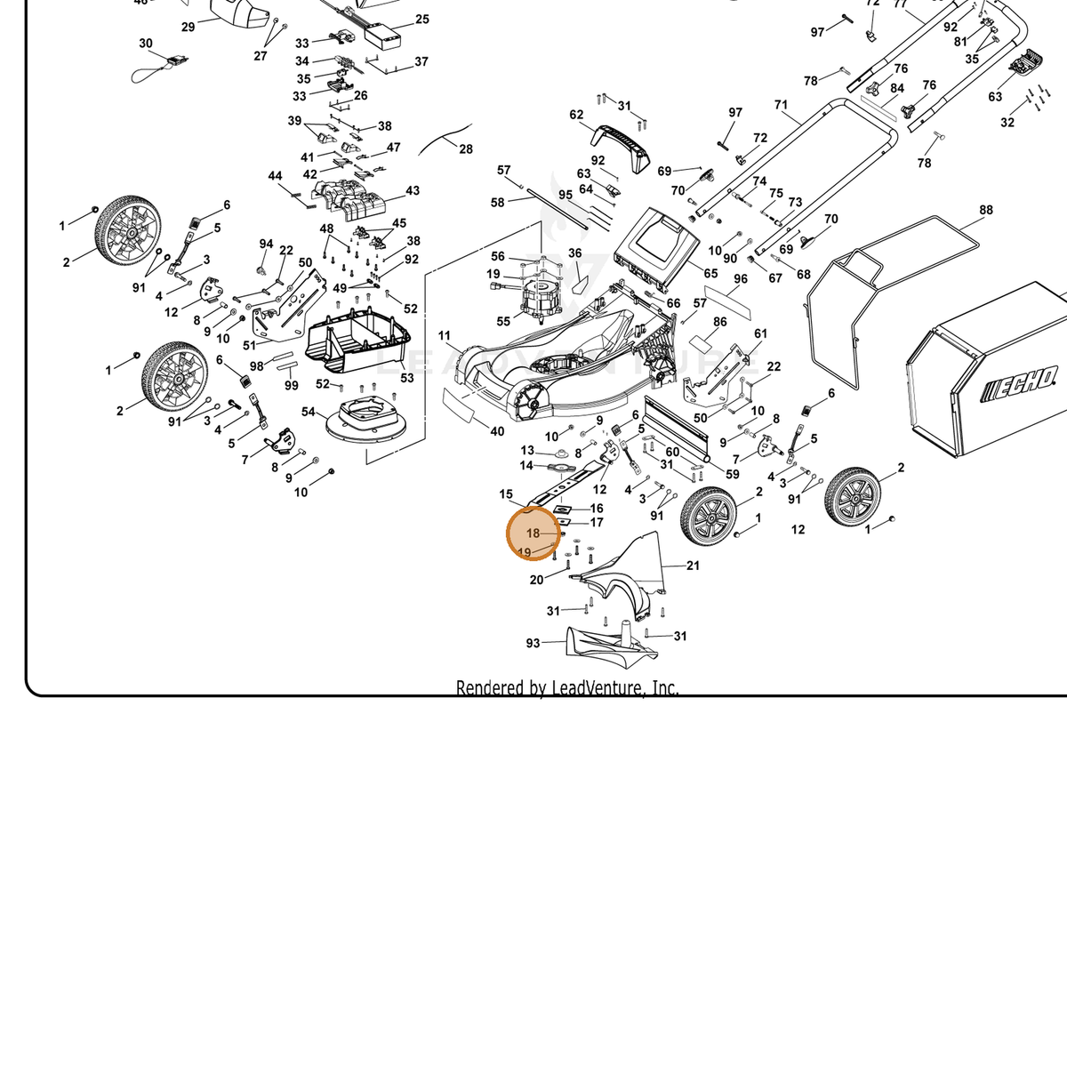 ECHO part 679075001 — IPL diagram snippet (6x zoom, amber highlight)