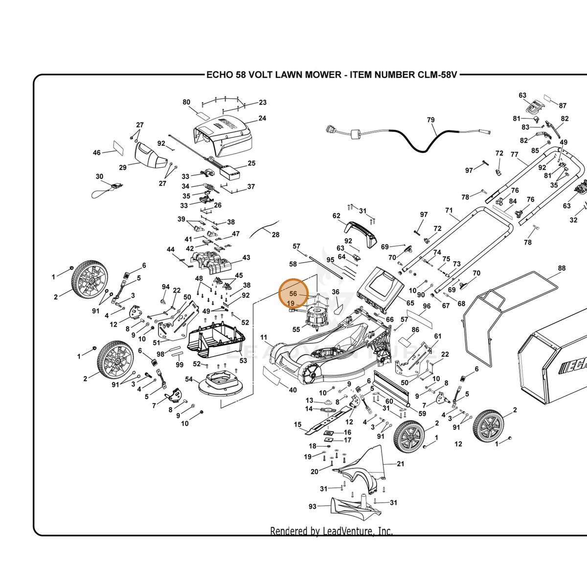 ECHO part 680196006 — IPL diagram snippet (6x zoom, amber highlight)