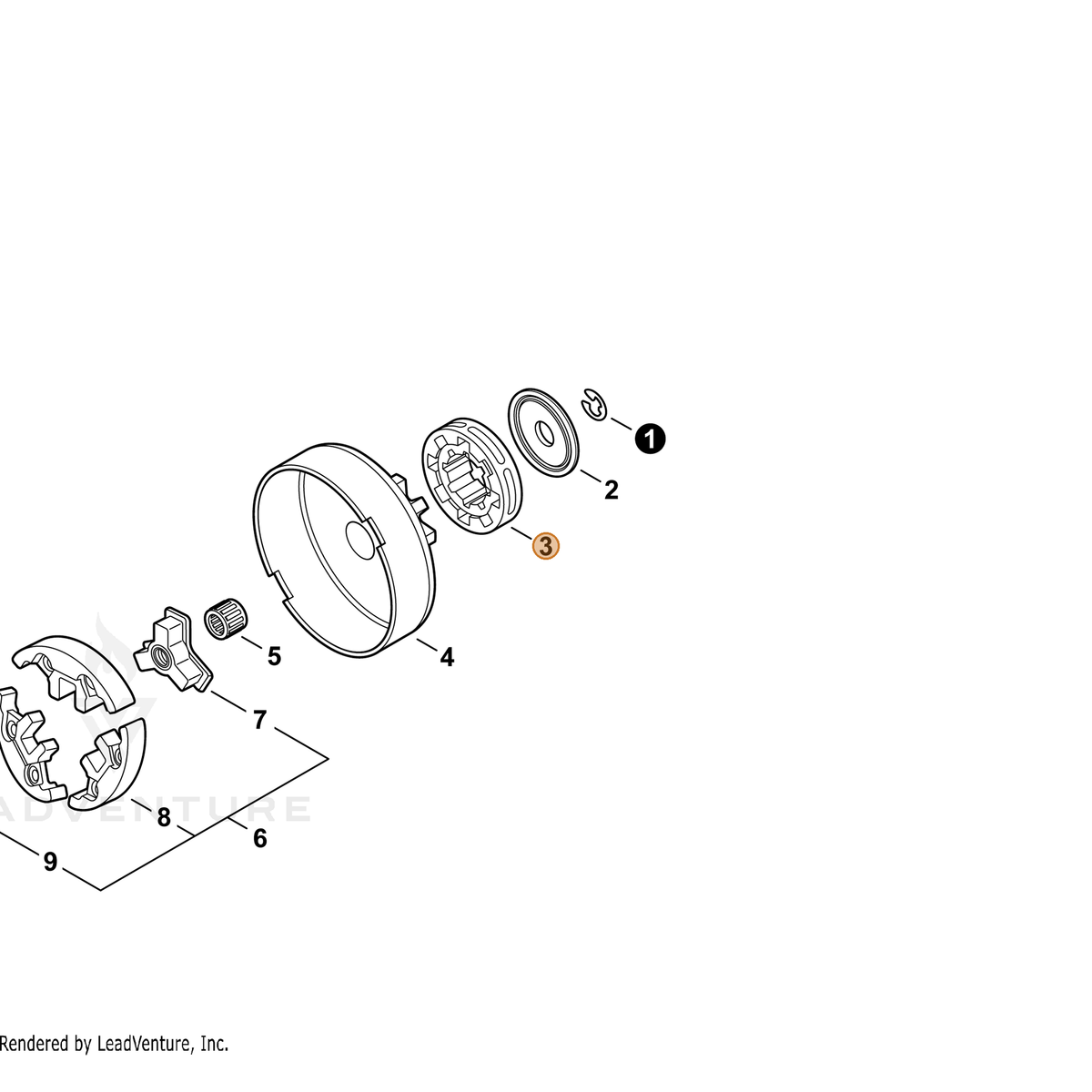 ECHO part 682100 — IPL diagram snippet (6x zoom, amber highlight)