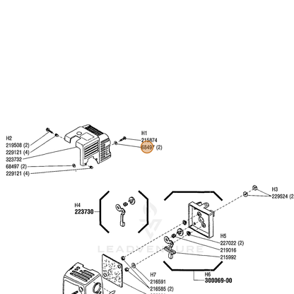 ECHO part 68497 — IPL diagram snippet (6x zoom, amber highlight)