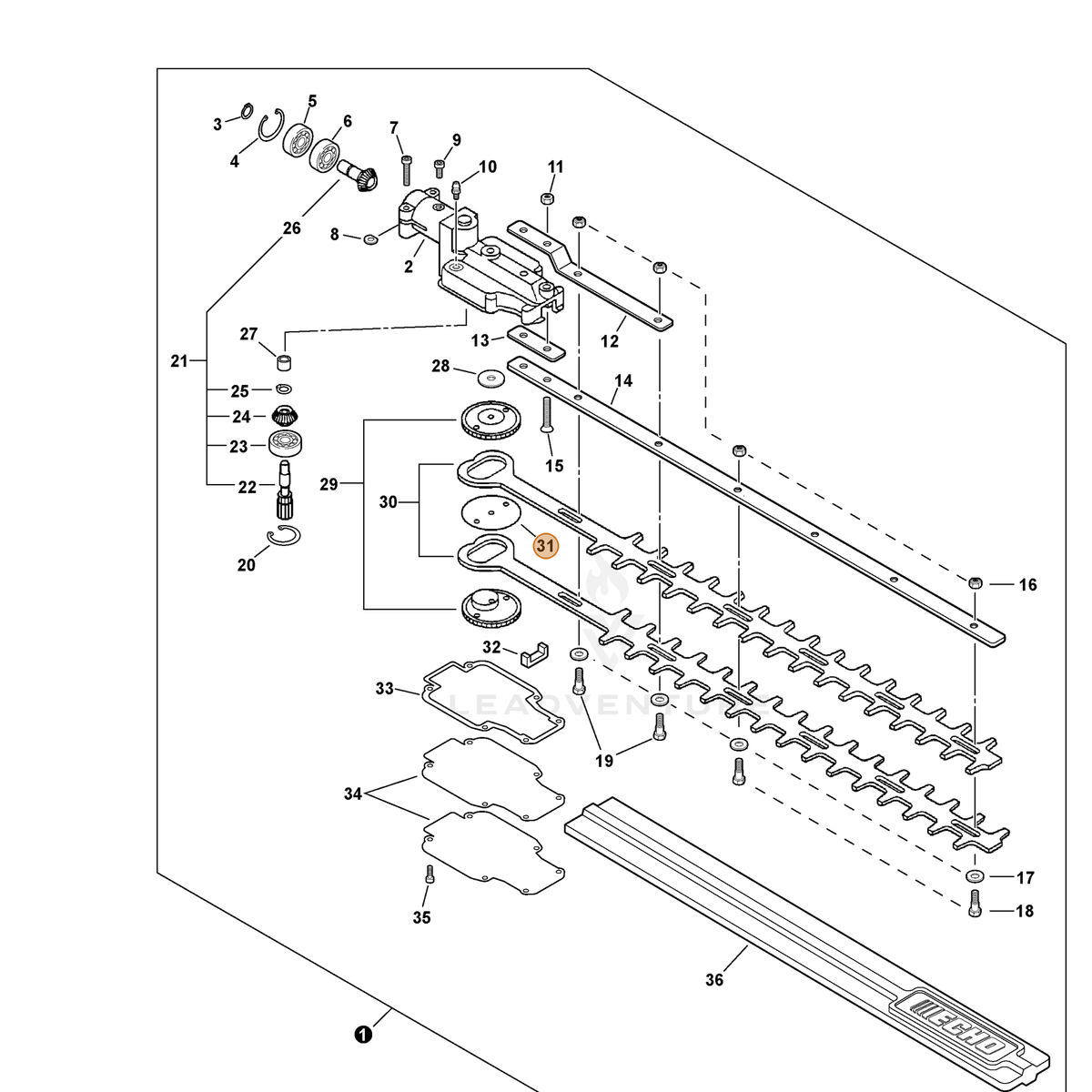 ECHO part 68902505360 — IPL diagram snippet (6x zoom, amber highlight)