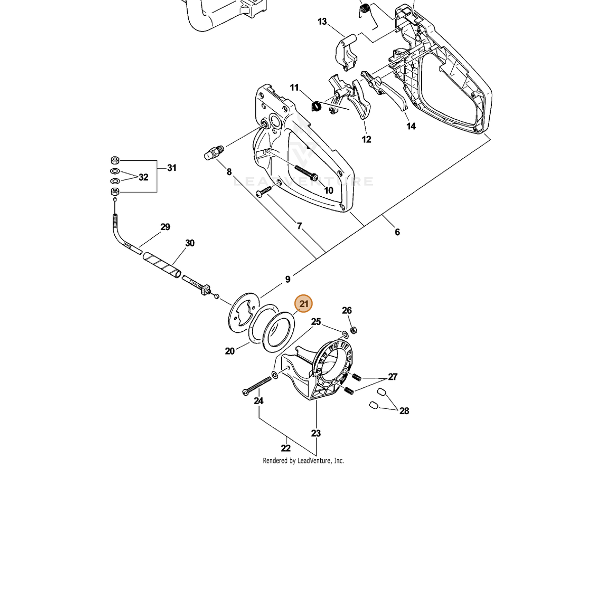 ECHO part 68902513361 — IPL diagram snippet (6x zoom, amber highlight)