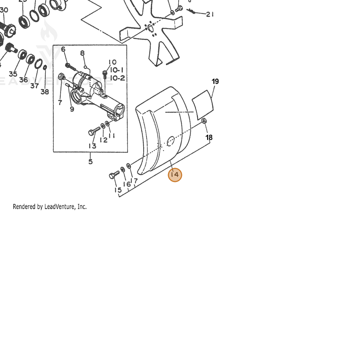 ECHO part 69400011150 — IPL diagram snippet (6x zoom, amber highlight)