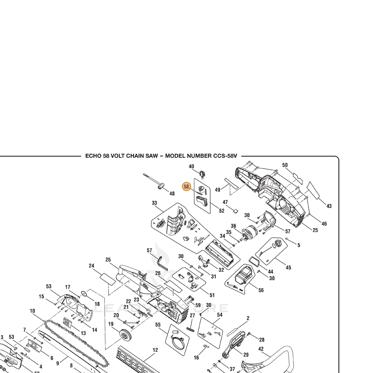 ECHO part 694143003 — IPL diagram snippet (6x zoom, amber highlight)