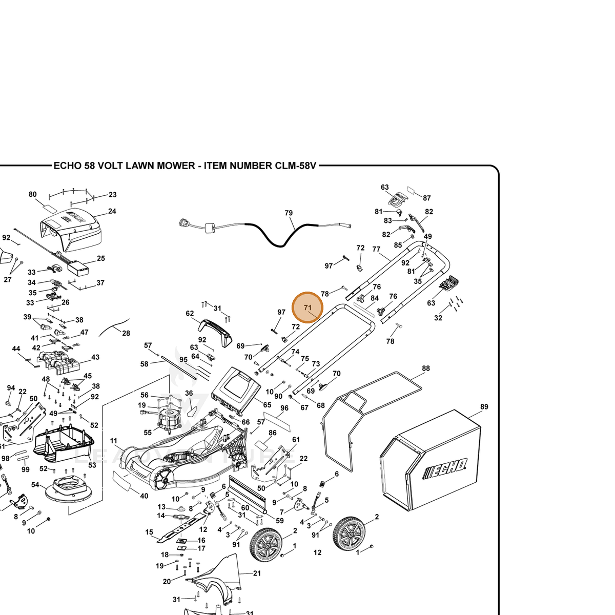 ECHO part 694460002 — IPL diagram snippet (6x zoom, amber highlight)