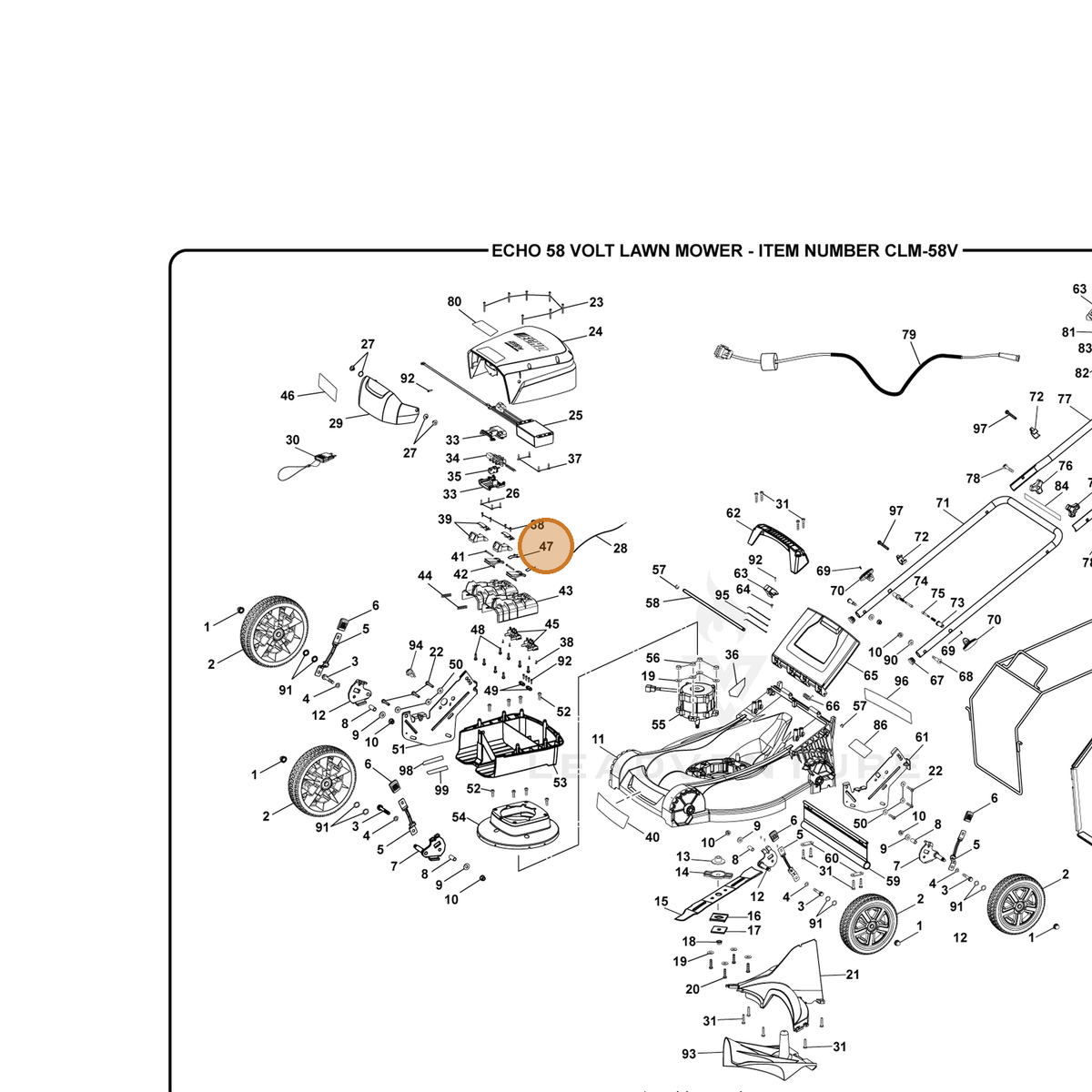 ECHO part 694463001 — IPL diagram snippet (6x zoom, amber highlight)