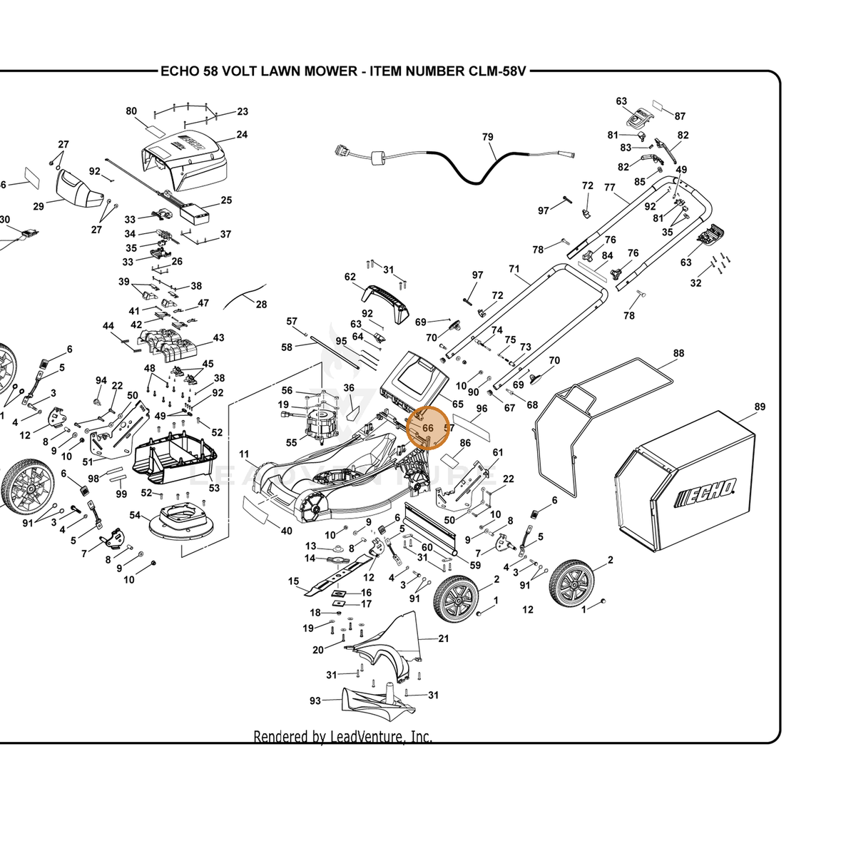 ECHO part 694467001 — IPL diagram snippet (6x zoom, amber highlight)