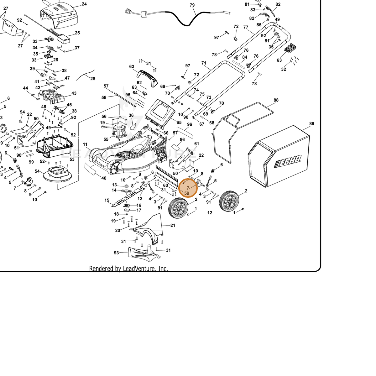 ECHO part 694468001 — IPL diagram snippet (6x zoom, amber highlight)