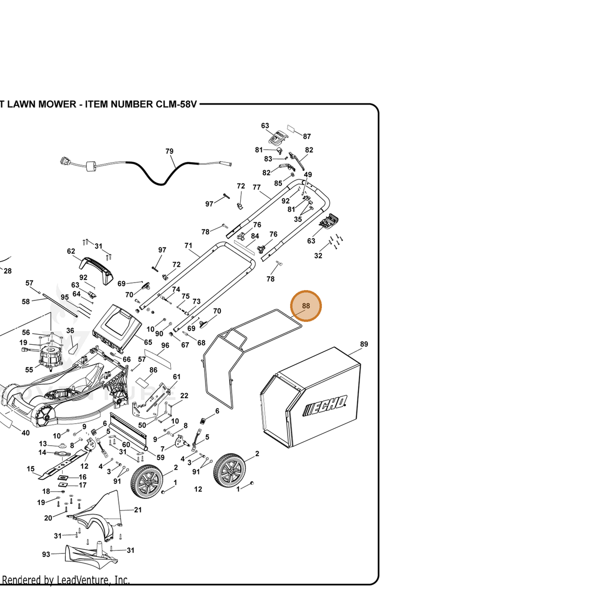 ECHO part 694473001 — IPL diagram snippet (6x zoom, amber highlight)