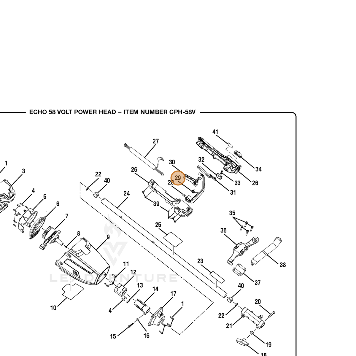 ECHO part 694572001 — IPL diagram snippet (6x zoom, amber highlight)