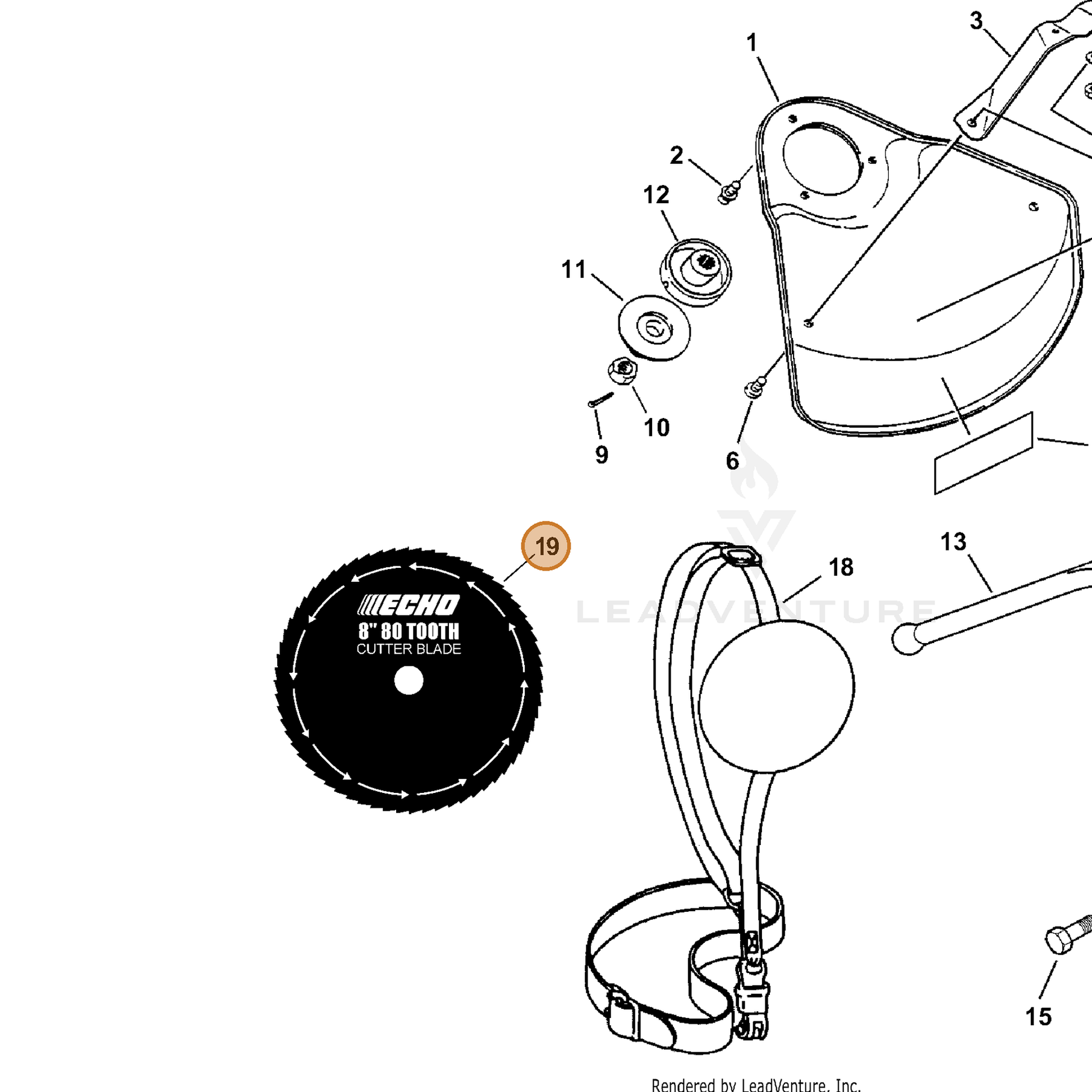 Echo part 69500120331 — IPL diagram snippet (6x zoom, amber highlight)