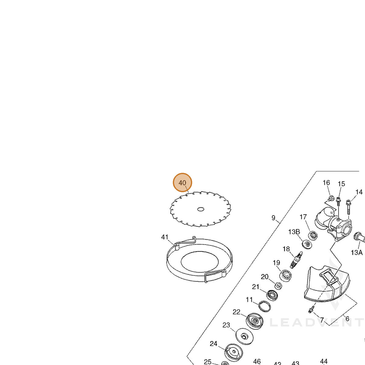 ECHO part 69500151530 — IPL diagram snippet (6x zoom, amber highlight)