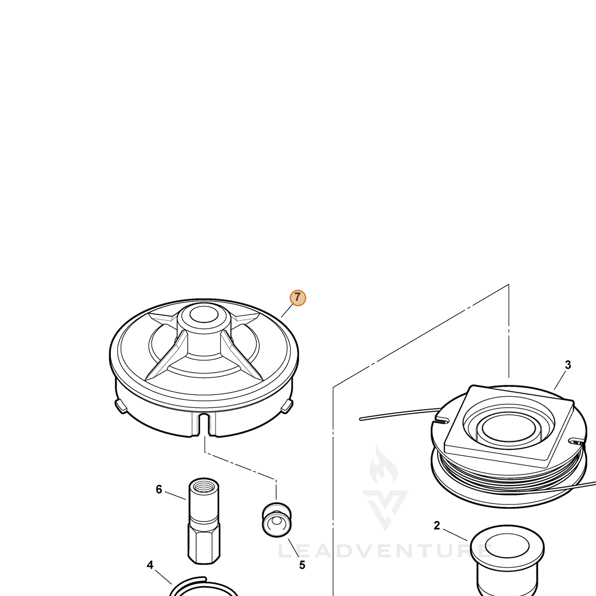 ECHO part 69621052730 — IPL diagram snippet (6x zoom, amber highlight)