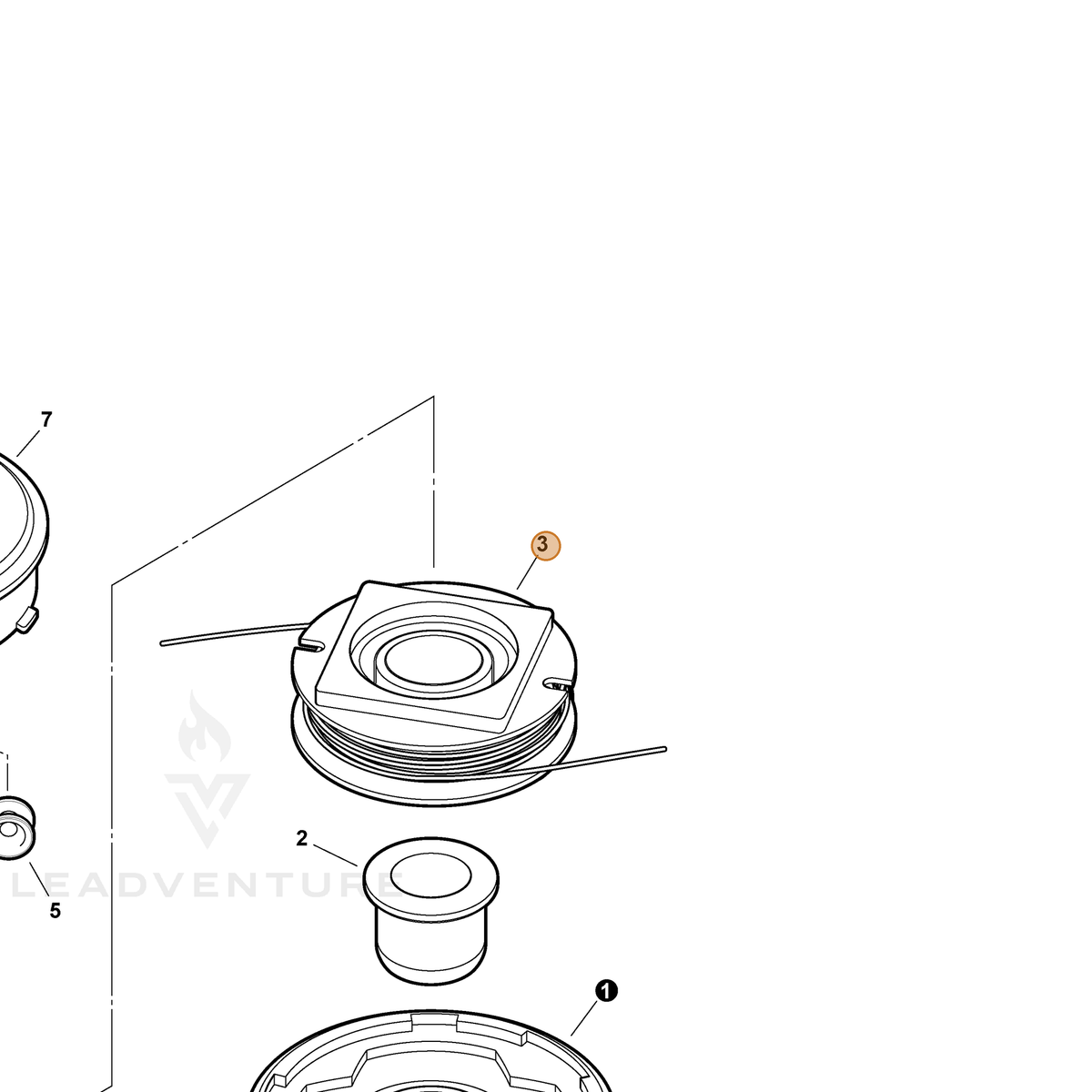 ECHO part 69621452730 — IPL diagram snippet (6x zoom, amber highlight)