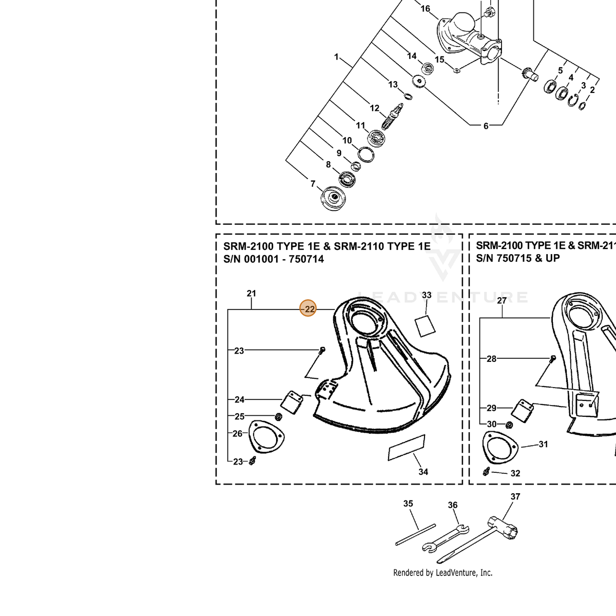 ECHO part 69901027231 — IPL diagram snippet (6x zoom, amber highlight)