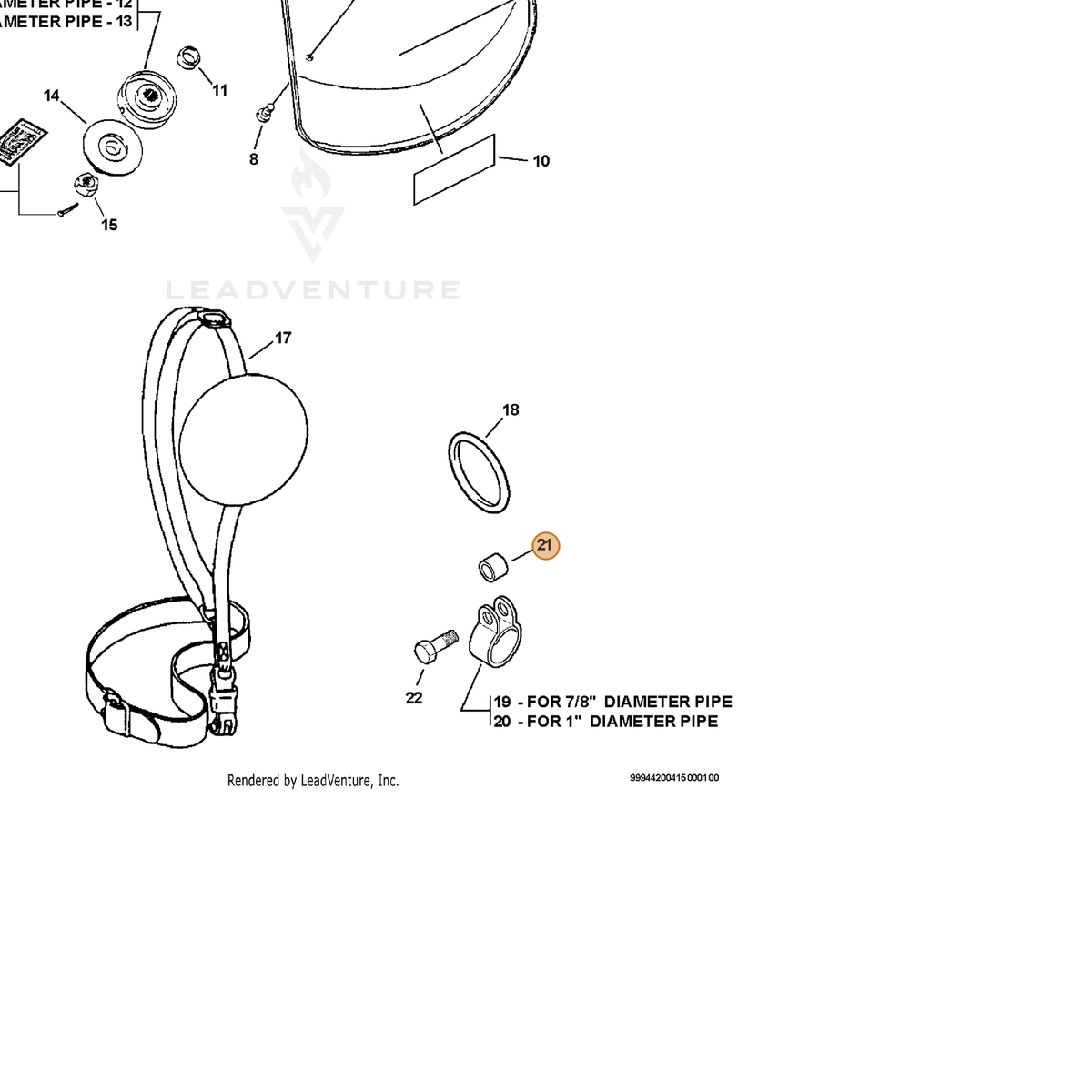ECHO part 69901203330 — IPL diagram snippet (6x zoom, amber highlight)