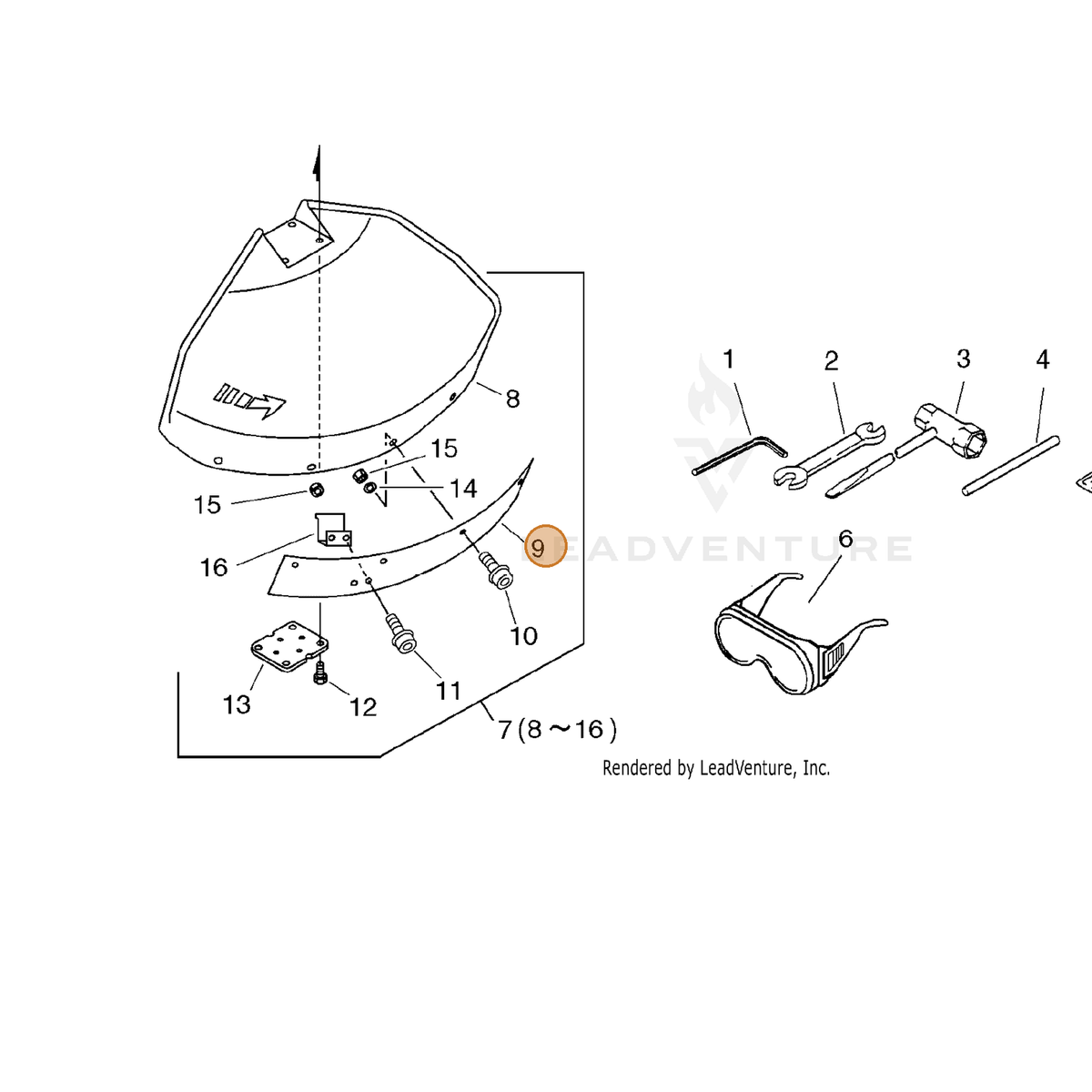 ECHO part 69901352130 — IPL diagram snippet (6x zoom, amber highlight)
