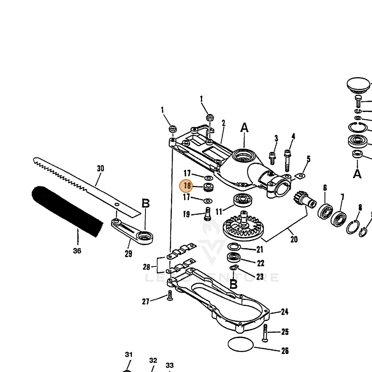ECHO part 69911227630 — IPL diagram snippet (6x zoom, amber highlight)