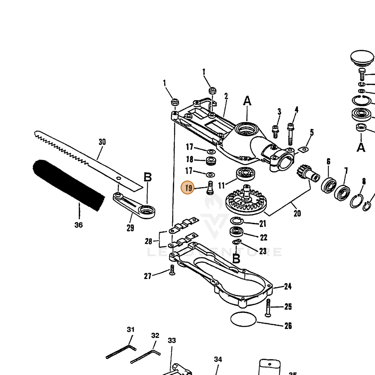 ECHO part 69911327630 — IPL diagram snippet (6x zoom, amber highlight)