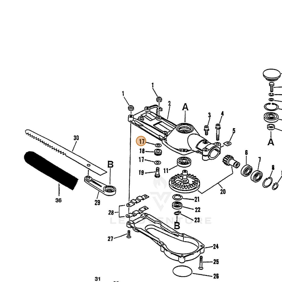 ECHO part 69911827730 — IPL diagram snippet (6x zoom, amber highlight)