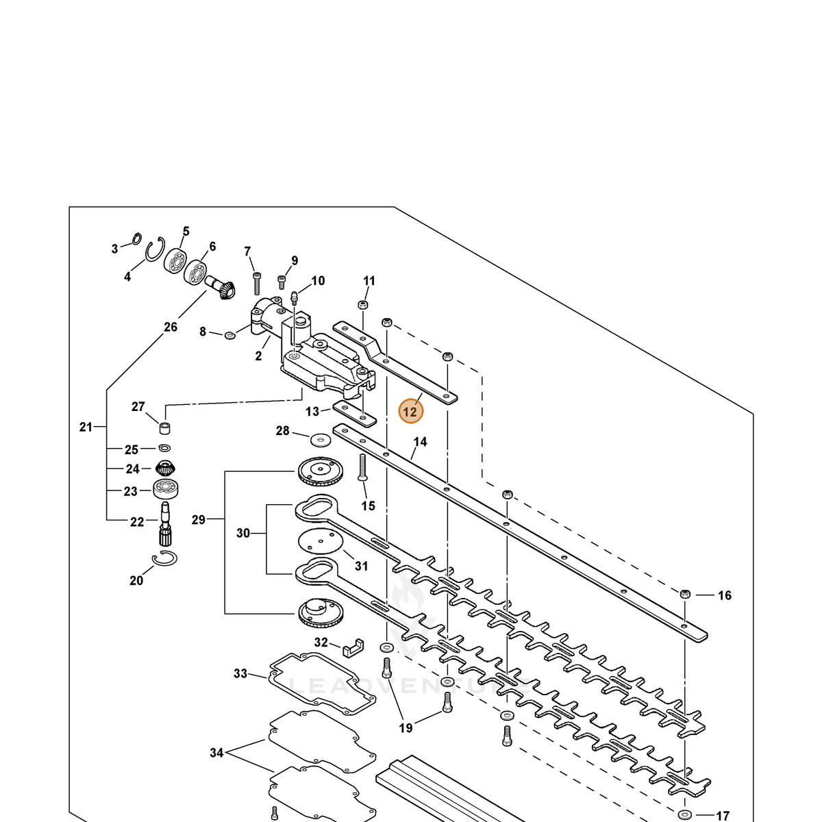 ECHO part 69912021461 — IPL diagram snippet (6x zoom, amber highlight)