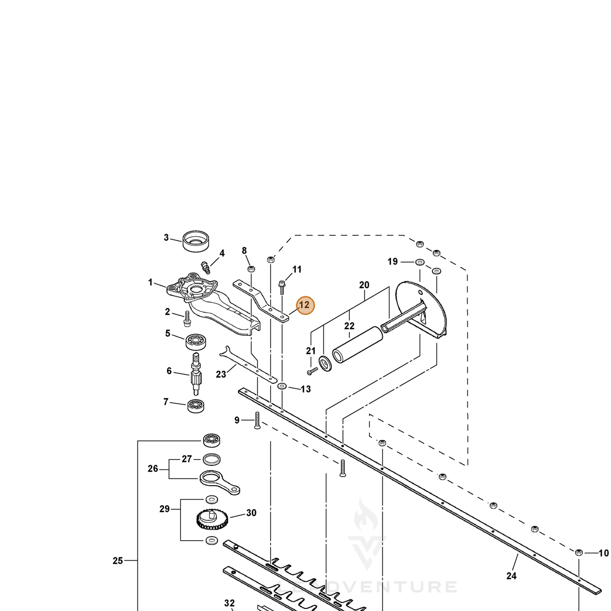 ECHO part 69921308960 — IPL diagram snippet (6x zoom, amber highlight)