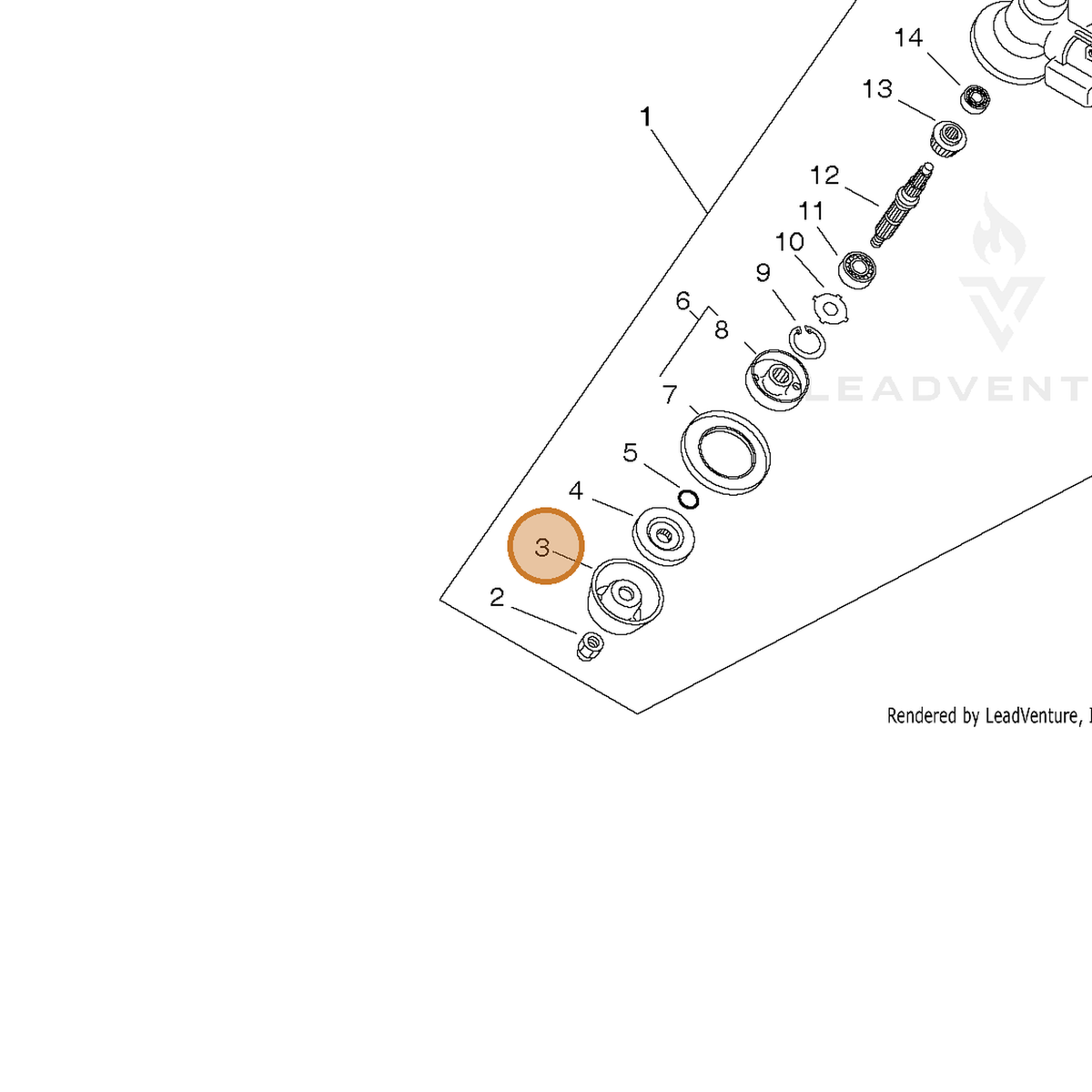 ECHO part 69922956830 — IPL diagram snippet (6x zoom, amber highlight)