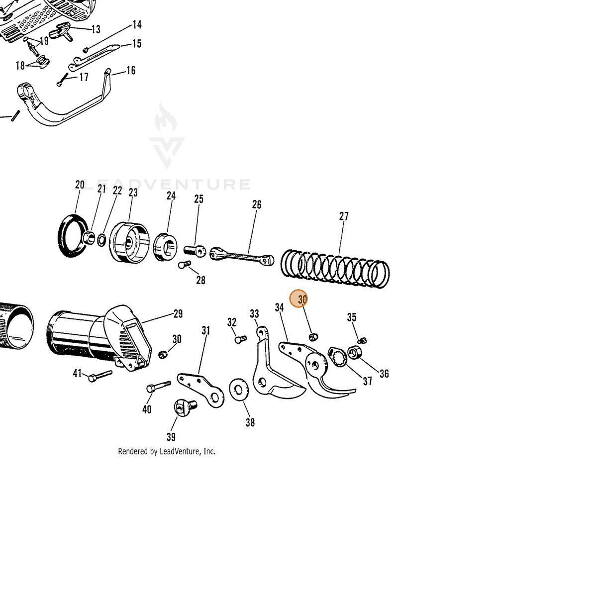 ECHO part 7001000101 — IPL diagram snippet (6x zoom, amber highlight)
