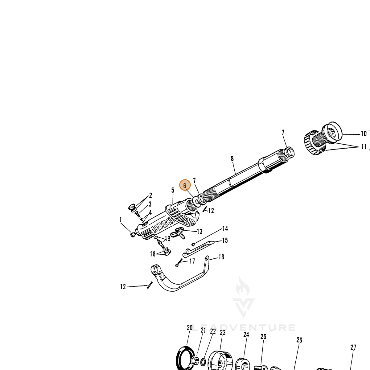 ECHO part 7001010113 — IPL diagram snippet (6x zoom, amber highlight)