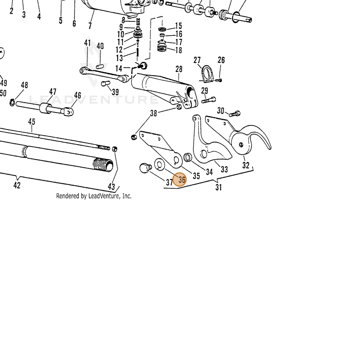ECHO part 7001010123 — IPL diagram snippet (6x zoom, amber highlight)